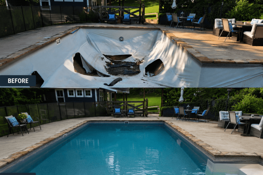 Pool vinyl liner replacement before and after